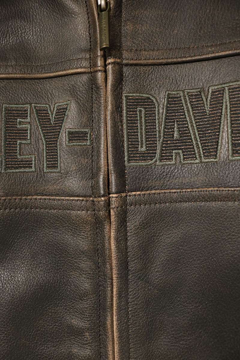 Harley-Davidson Front Logo Leather Jacket Brown Size L