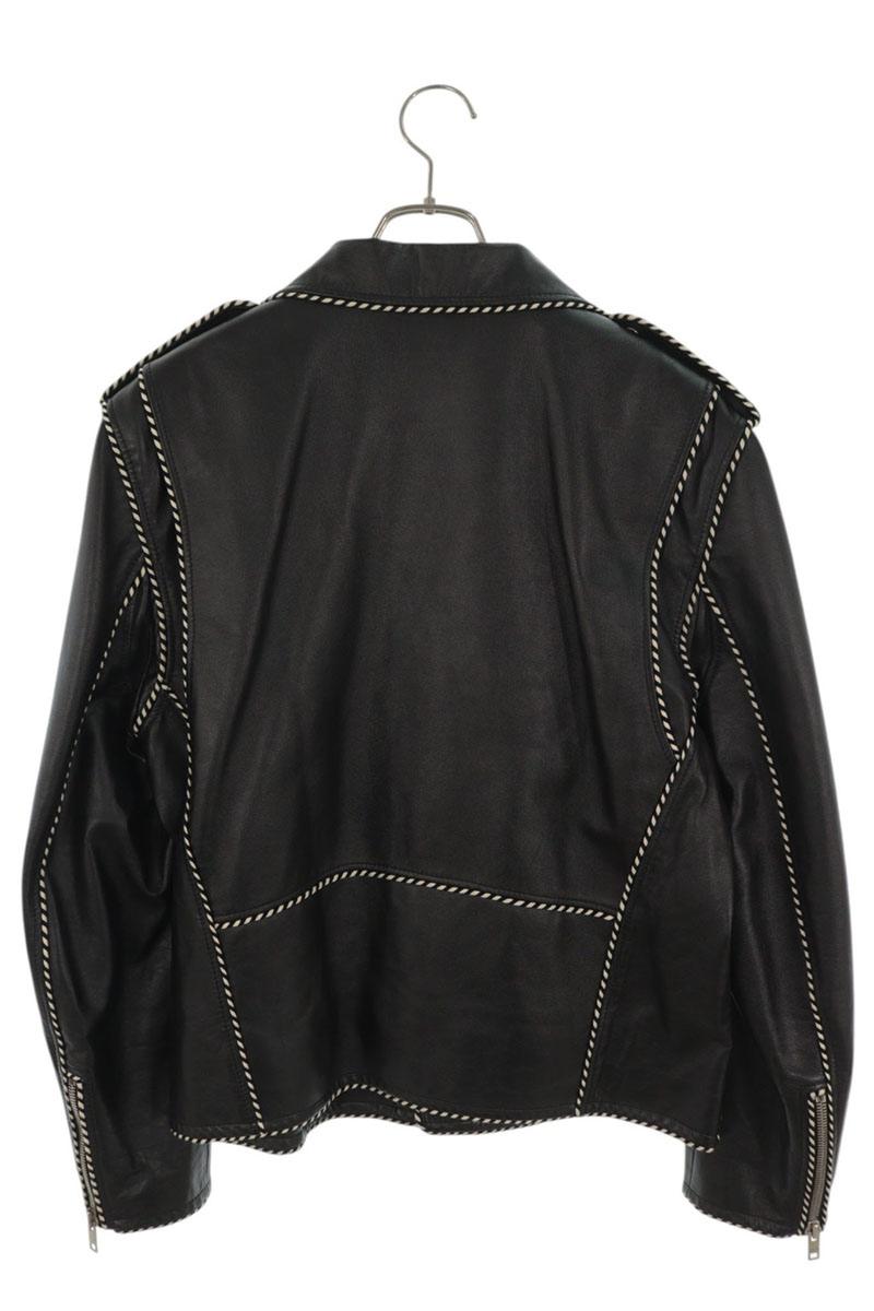 CELINE 19AW Black & White Calfskin Leather Jacket Size 54