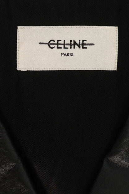 CELINE 19AW Black & White Calfskin Leather Jacket Size 54