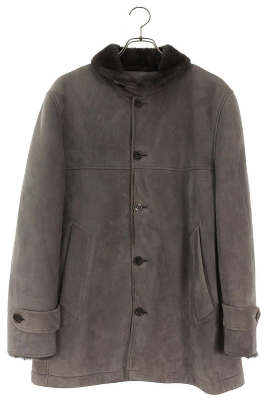 MALO Mouton Leather Jacket Gray Size 50