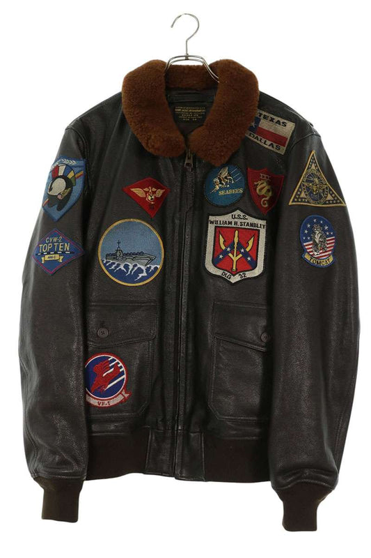 AVIREX G-1 Top Gun Goatskin Leather Jacket Brown Size 44