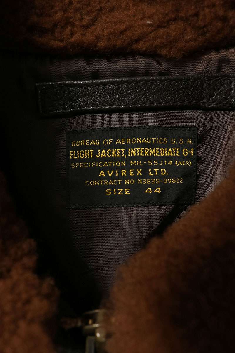 AVIREX G-1 Top Gun Goatskin Leather Jacket Brown Size 44