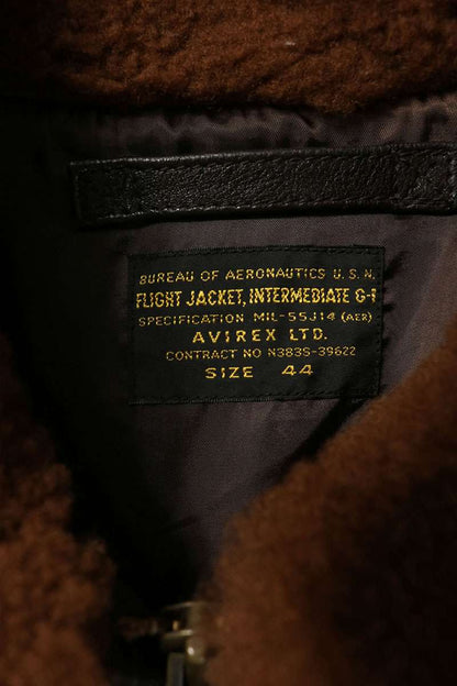 AVIREX G-1 Top Gun Goatskin Leather Jacket Brown Size 44