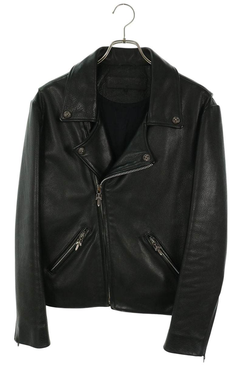 Chrome Hearts Basic Moto Dagger Zip Leather Jacket Size S