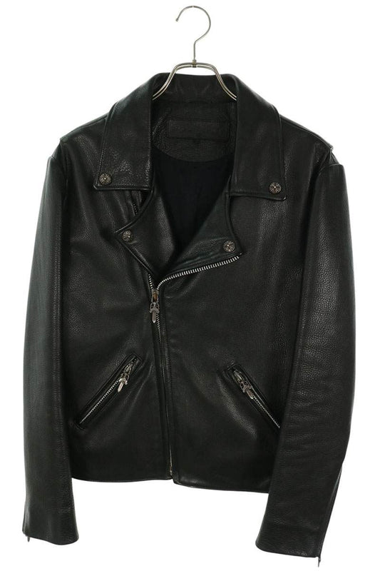 Chrome Hearts Basic Moto Dagger Zip Leather Jacket Size S
