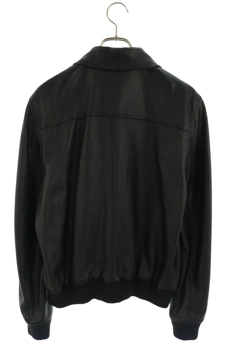 SAINT LAURENT PARIS Lamb Leather Single Jacket Black Size 48