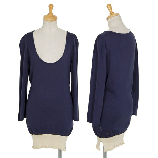 ISSEY MIYAKE Mesh Bicolor Knit Blue Size 3