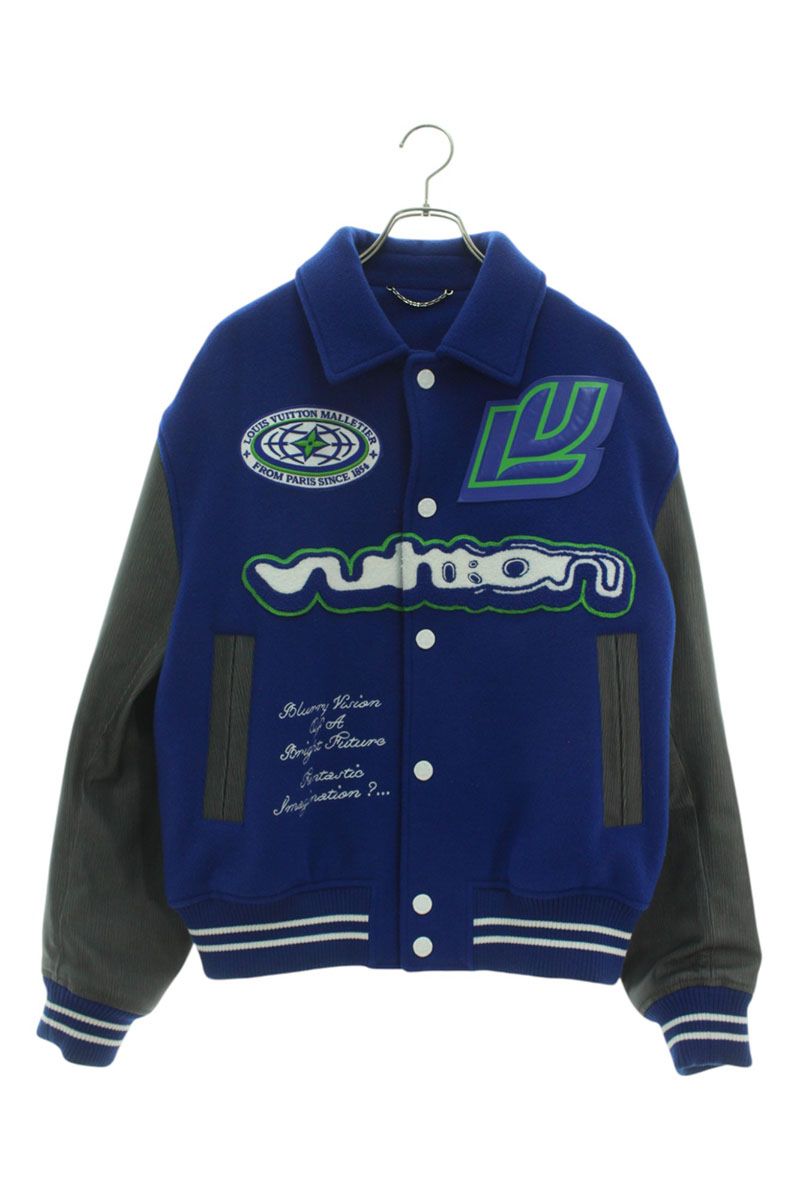 LOUISVUITTON 23AW Leather Sleeve Varsity Jacket Multi Size M