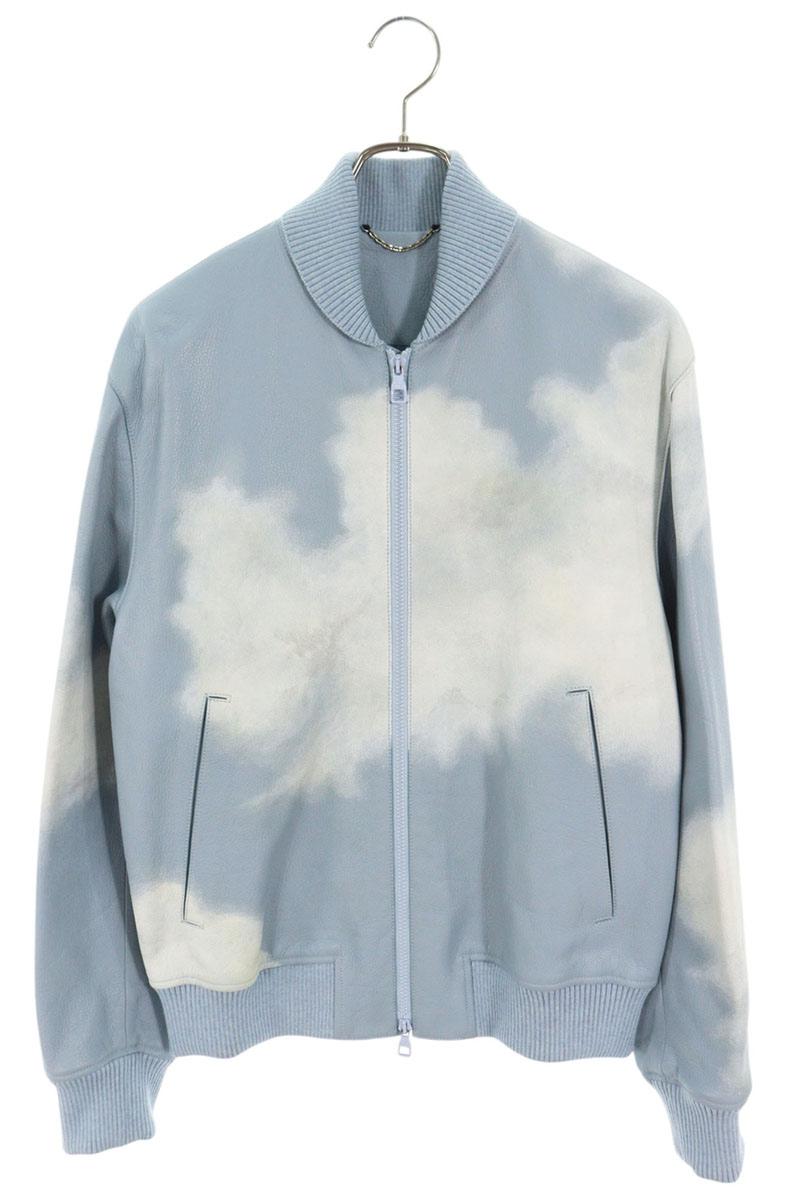 LOUISVUITTON Cloud Leather Bomber Jacket Light Blue Size M