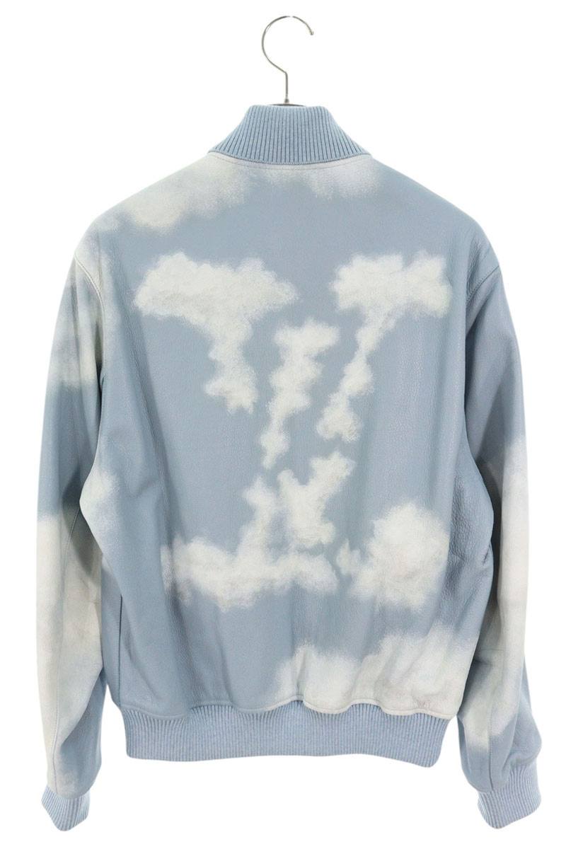LOUISVUITTON Cloud Leather Bomber Jacket Light Blue Size M