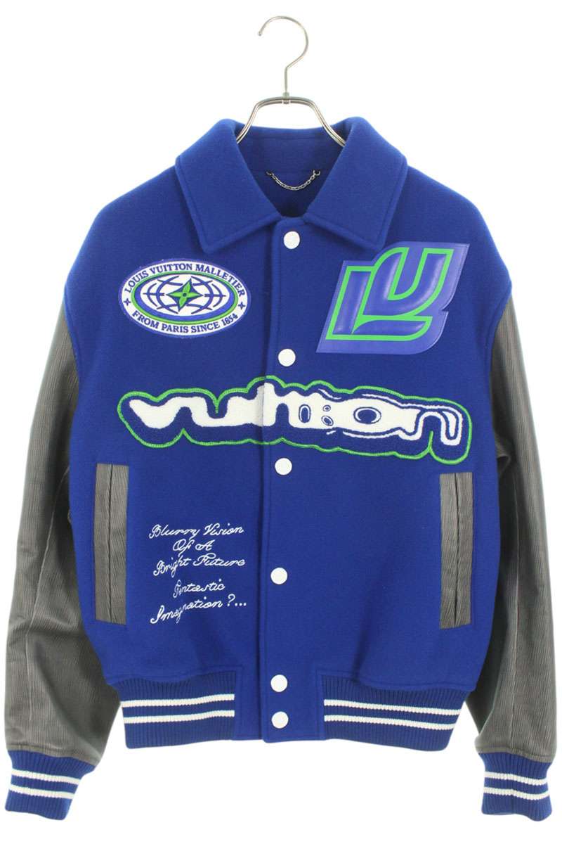 LOUISVUITTON 23AW Wool Leather Varsity Jacket Multi Size S