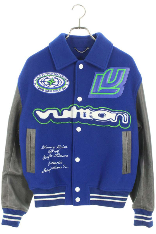 LOUISVUITTON 23AW Wool Leather Varsity Jacket Multi Size S
