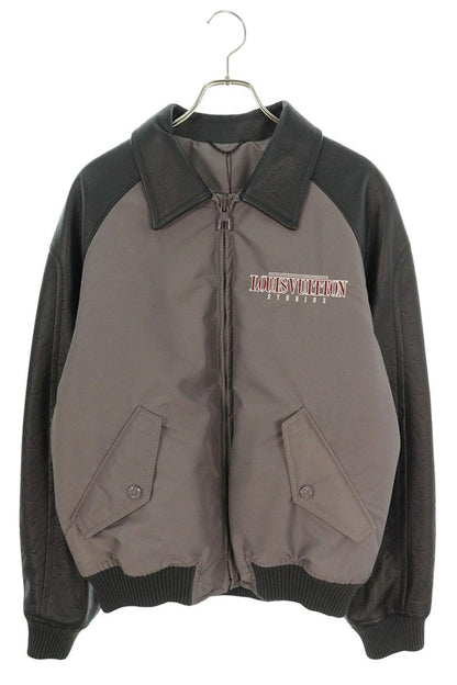 LOUISVUITTON 23AW Monogram Leather Varsity Jacket Size L