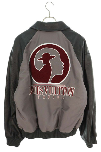 LOUISVUITTON 23AW Monogram Leather Varsity Jacket Size L