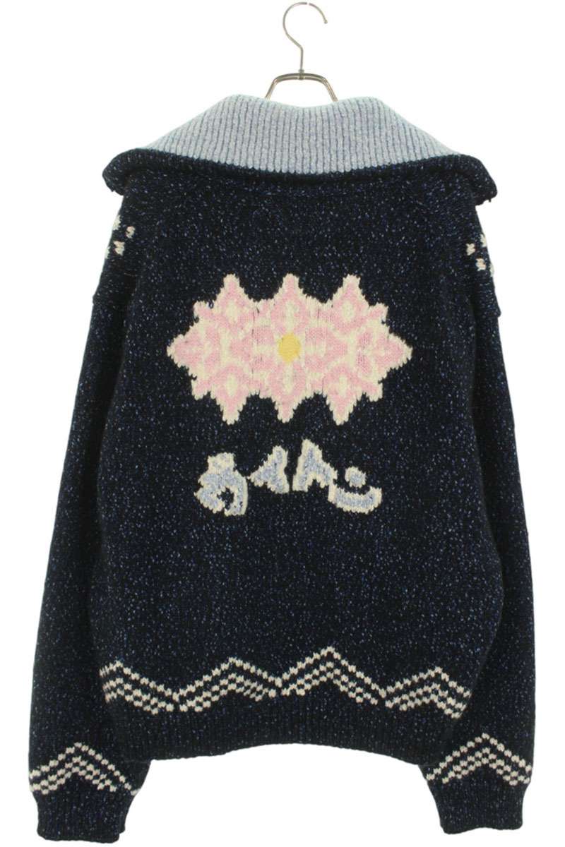 LOUISVUITTON 25AW Faux Pearl Embroidered Zip Knit Size 5L