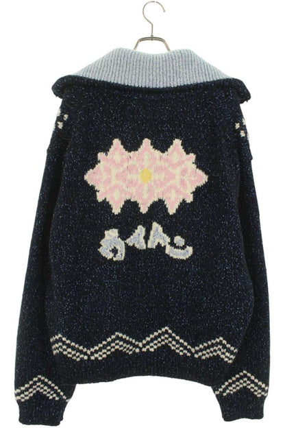LOUISVUITTON 25AW Faux Pearl Embroidered Zip Knit Size 5L