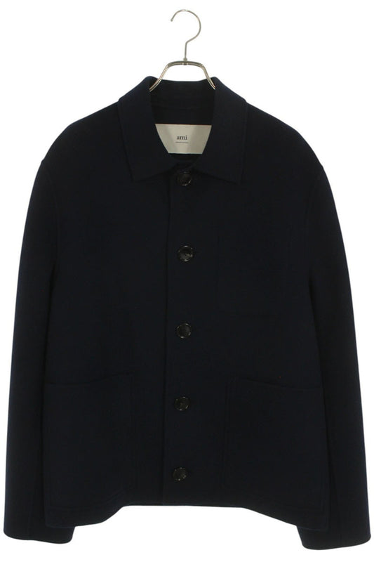 AMI Alexandre Mattiussi Boxy Button Wool Blouson Navy Size L