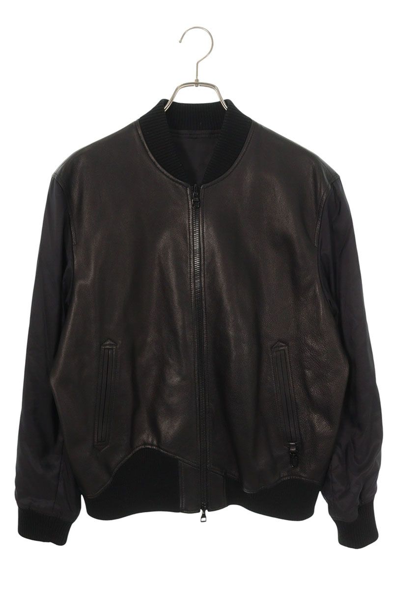 LOUISVUITTON Reversible Leather Nylon Blouson Black Size S
