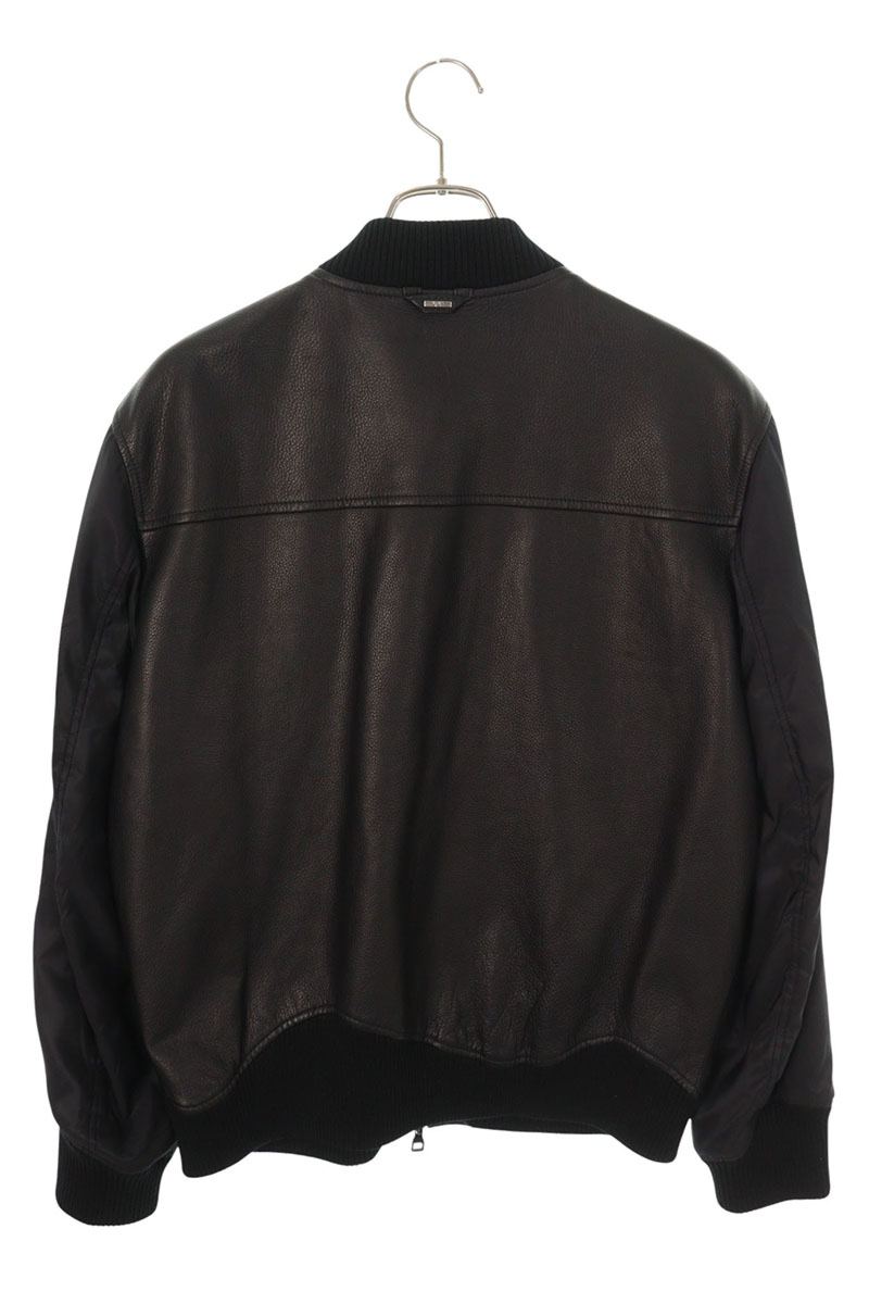 LOUISVUITTON Reversible Leather Nylon Blouson Black Size S