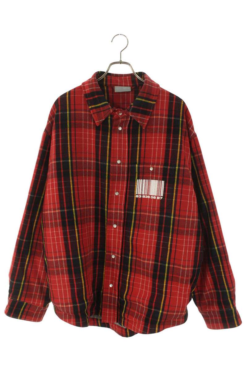 VTMNTS Barcode Padded Flannel Check Blouson Red Size M