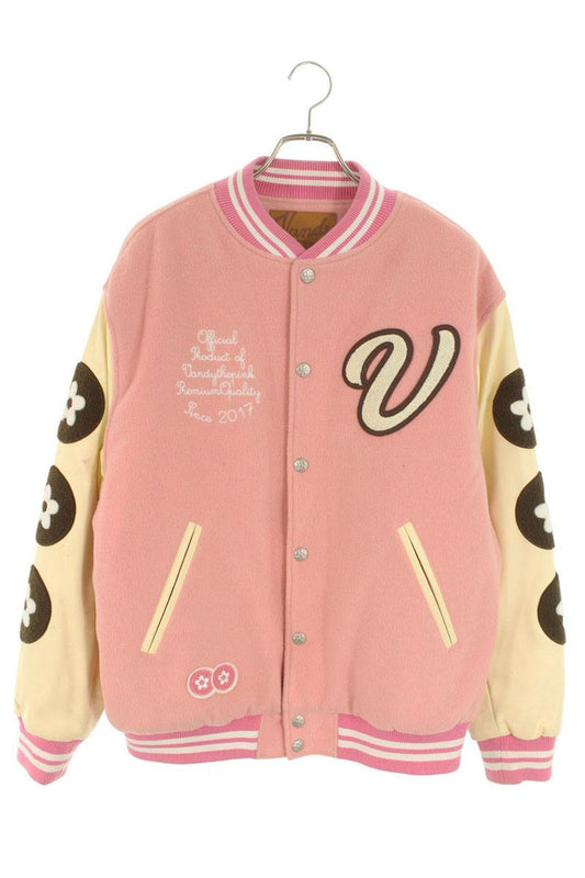 VANDY THE PINK Pink White Patch Varsity Jacket Size XL
