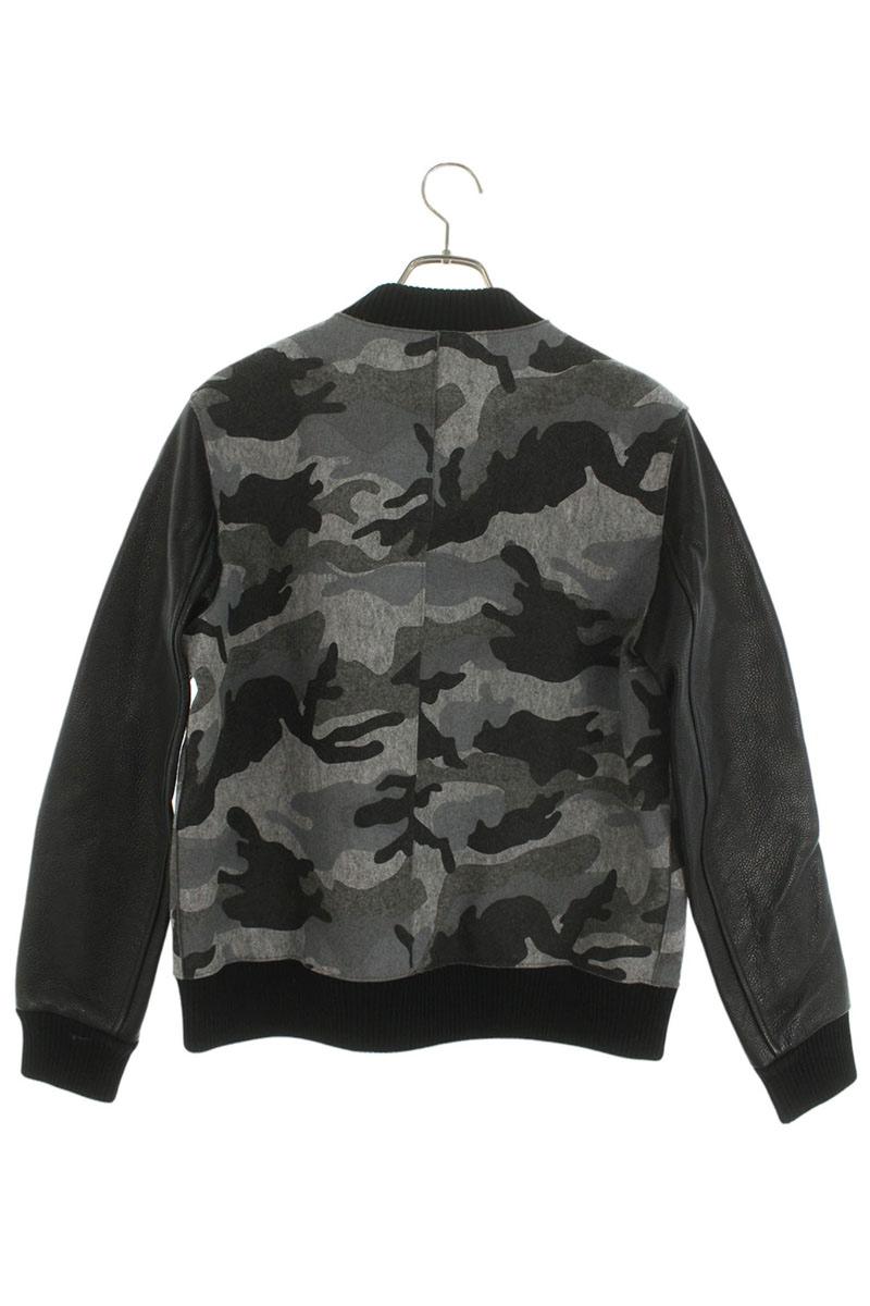 Valentino Leather Camo Jacket Black x Gray Size S