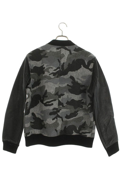 Valentino Leather Camo Jacket Black x Gray Size S