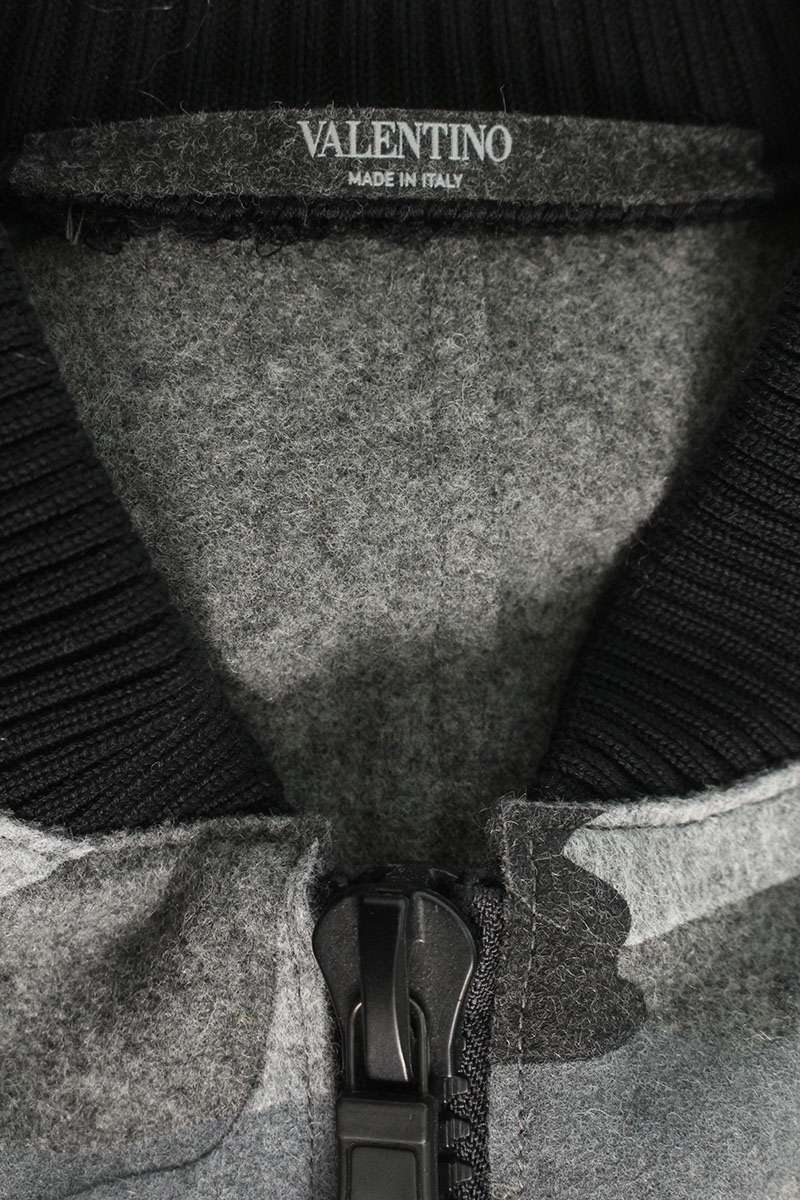 Valentino Leather Camo Jacket Black x Gray Size S
