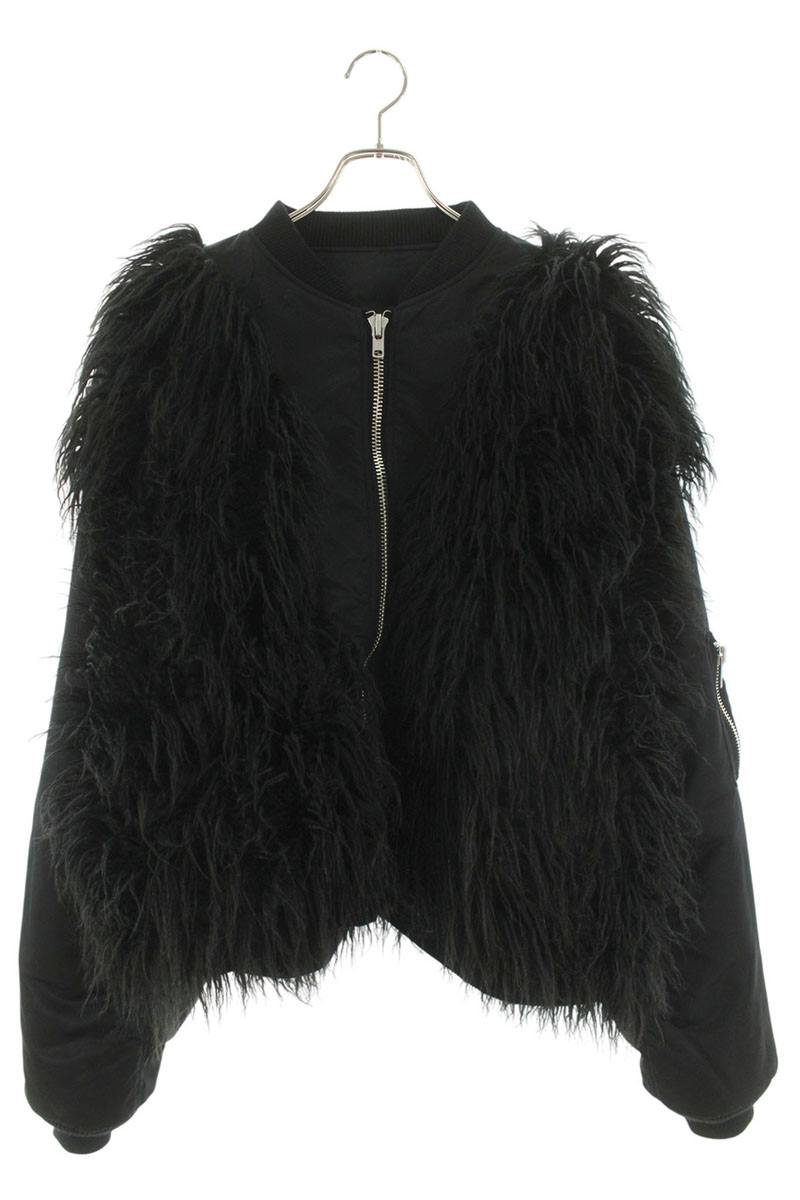 FILTH Hairy Fur Reversible Bomber Jacket Black Size M