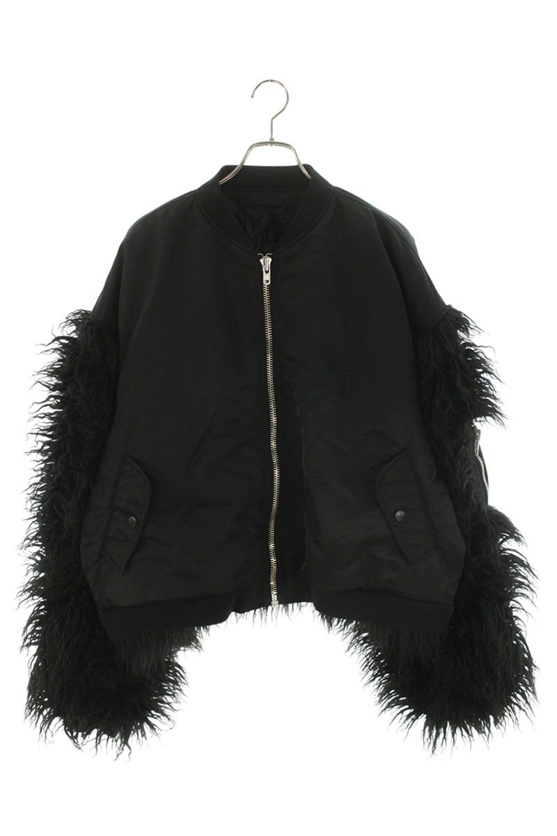 FILTH Hairy Fur Reversible Bomber Jacket Black Size M