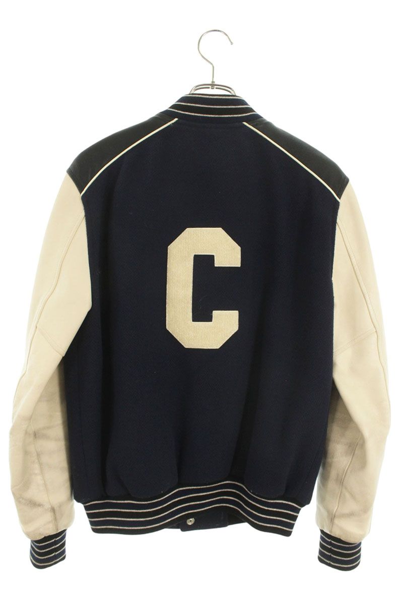 CELINE C Logo Patch Teddy Jacket Navy White Size XS