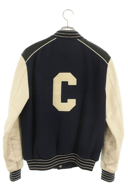 CELINE C Logo Patch Teddy Jacket Navy White Size XS