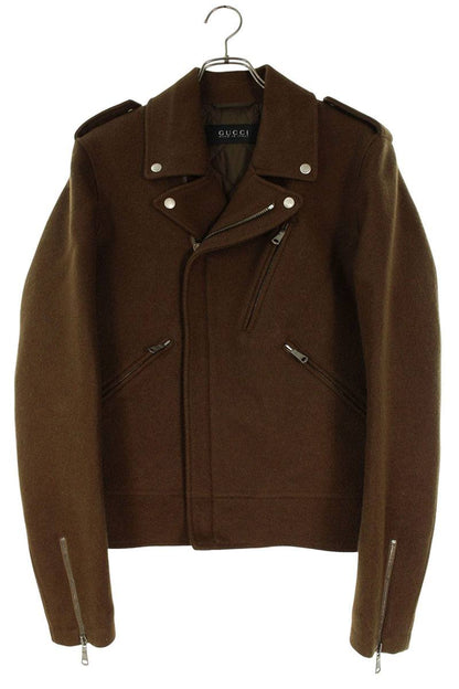 GUCCI Wool Mohair Riders Jacket Brown Size S