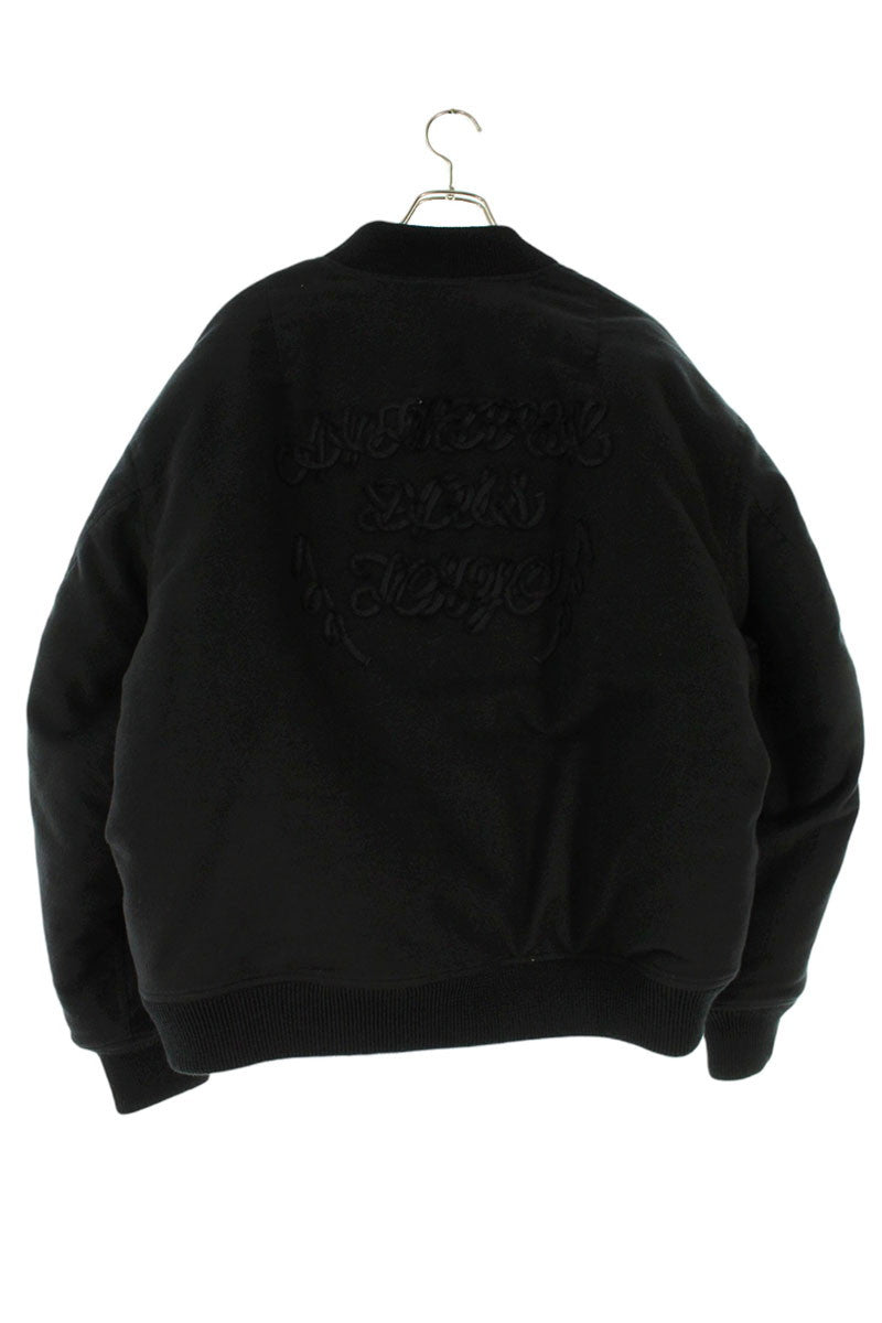 ALMOSTBLACK 25AW Embroidered Silk Blend Bomber Black Size M