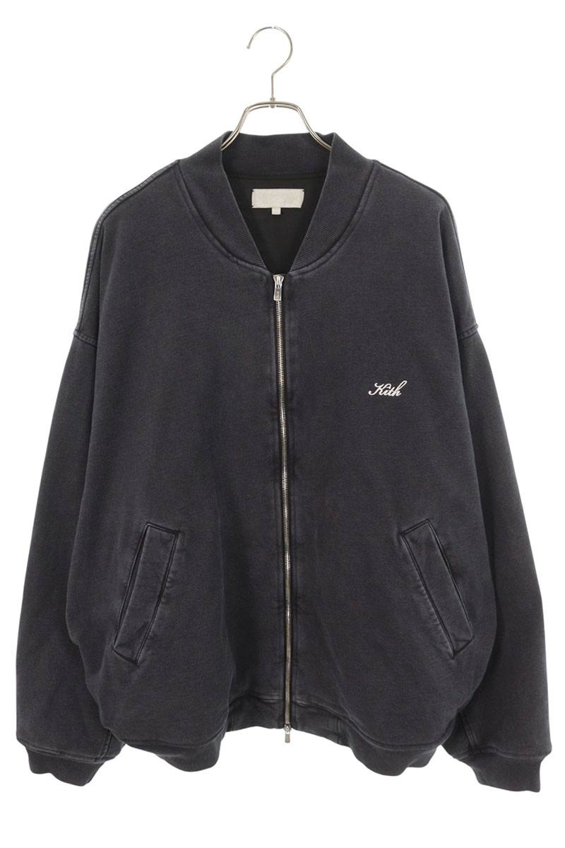 KITH Logo Embroidered Bomber Jacket Dark Gray Size XXL