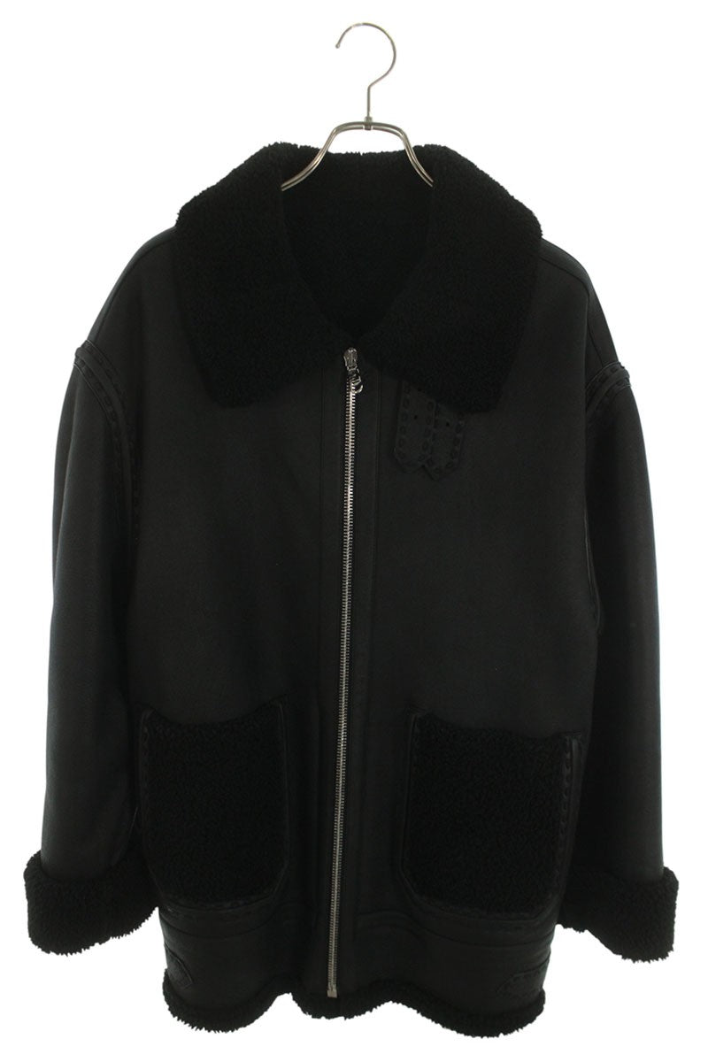 FENDI Black Shearling Lamb Leather Blouson Size S