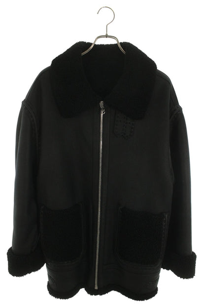 FENDI Black Shearling Lamb Leather Blouson Size S