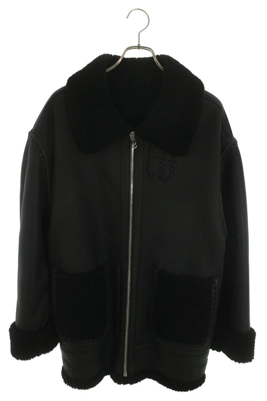 FENDI Black Shearling Lamb Leather Blouson Size S