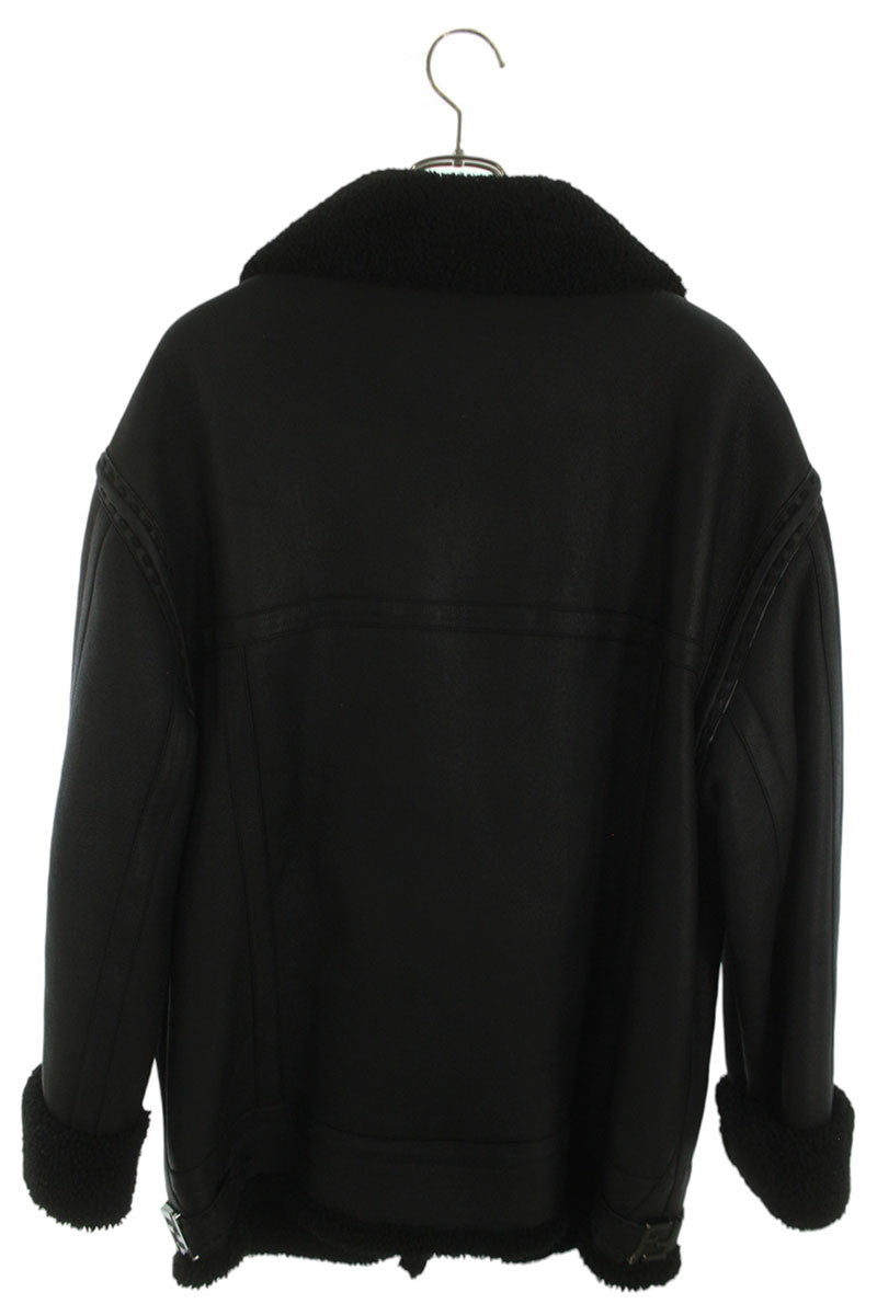 FENDI Black Shearling Lamb Leather Blouson Size S