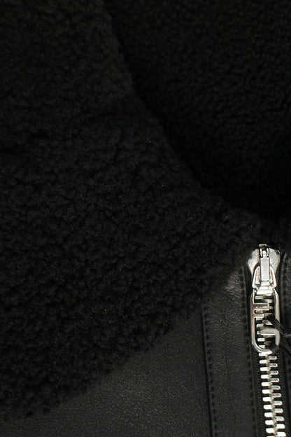 FENDI Black Shearling Lamb Leather Blouson Size S