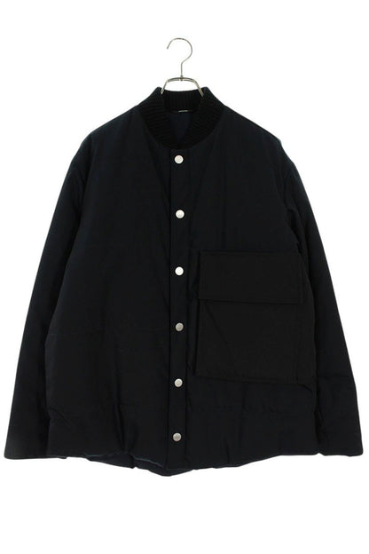 HERMES Padded Nylon Blend Blouson Navy/Brown Size M