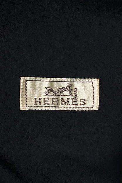 HERMES Padded Nylon Blend Blouson Navy/Brown Size M