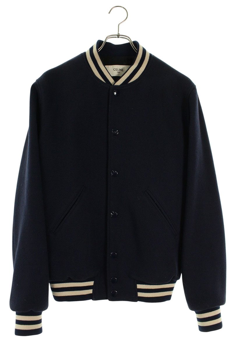 CELINE Loose Varsity Teddy Blouson Navy/White Size XS