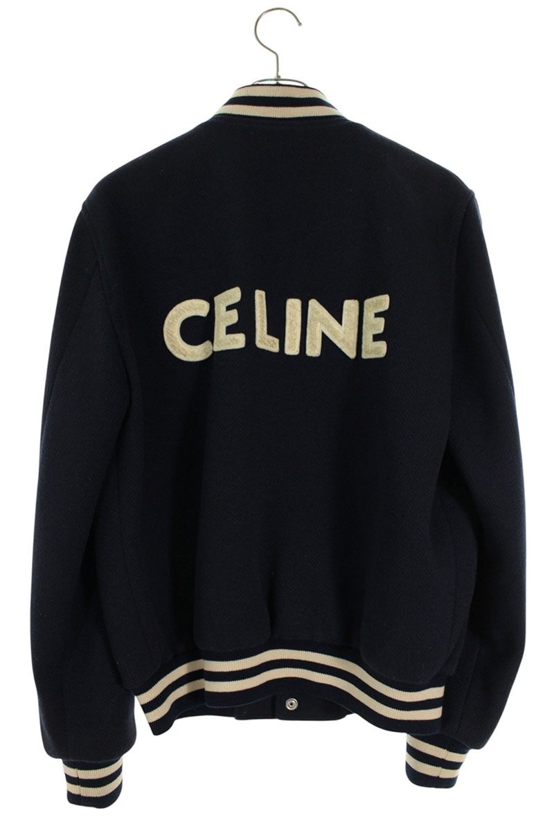 CELINE Loose Varsity Teddy Blouson Navy/White Size XS