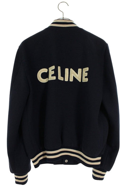 CELINE Loose Varsity Teddy Blouson Navy/White Size XS