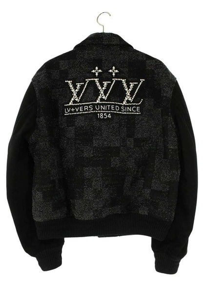 LOUISVUITTON 25SS Mixed Leather Varsity Jacket Black Size M