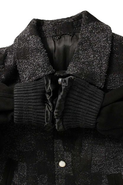LOUISVUITTON 25SS Mixed Leather Varsity Jacket Black Size M