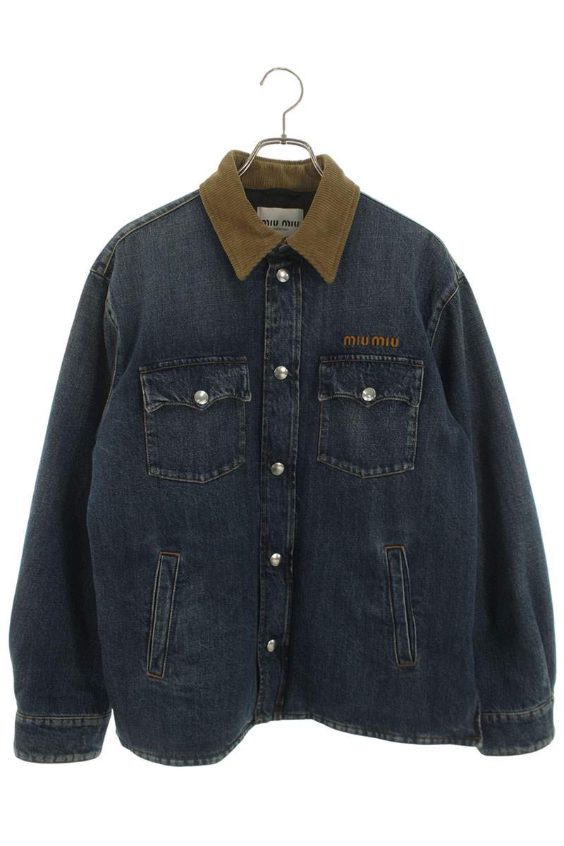 miumiu Indigo Brown Denim Down Blouson Size 38