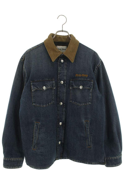 miumiu Indigo Brown Denim Down Blouson Size 38