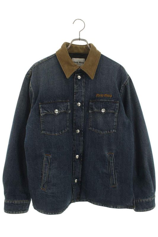 miumiu Indigo Brown Denim Down Blouson Size 38